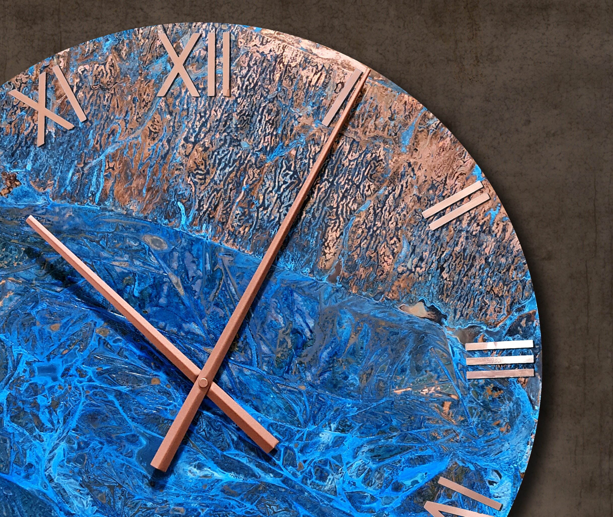 Wall Clock Large With Numerals. Copper Wall Clock Roman Etsy