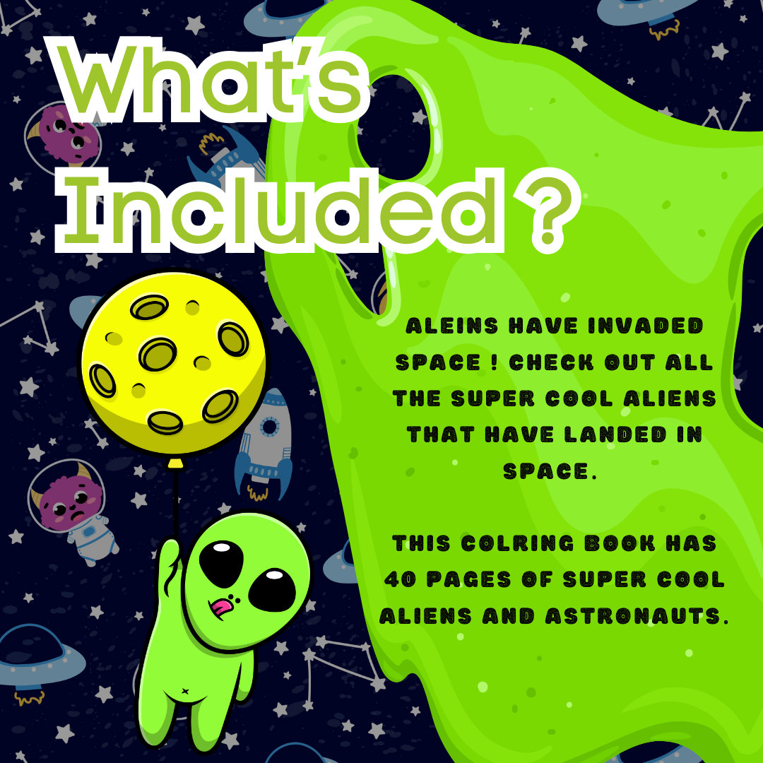 Aliens in Space Coloring Book Outer Space - Etsy