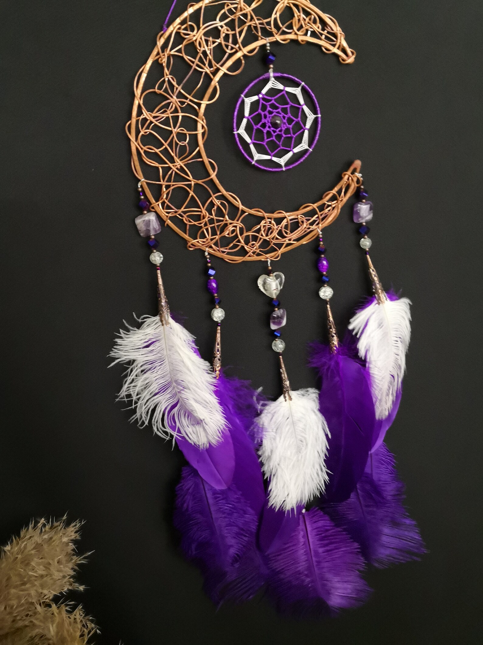 Moon Dreamcatcher copper wire Dream catcher purple Etsy
