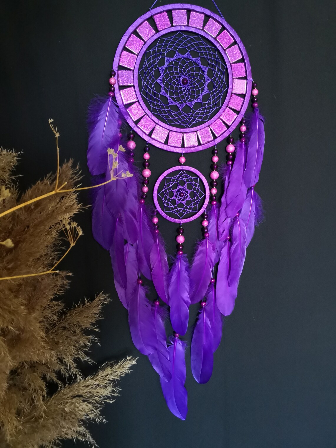 Purple Dreamcatcher Wall Hangings Large Dream Catcher Etsy