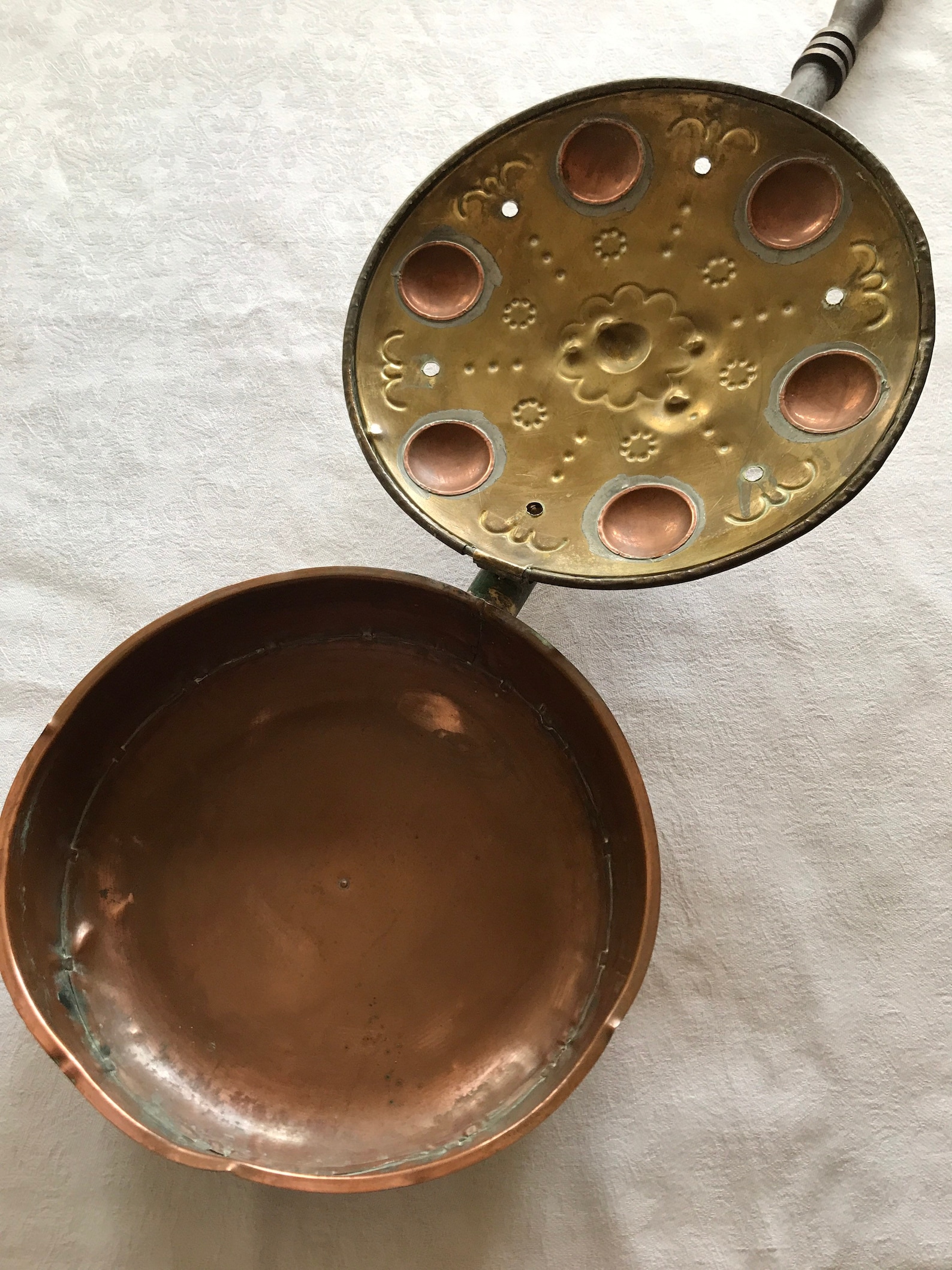 Antique Copper and Brass Bed Warmer With Unusual Decorative Etsy UK