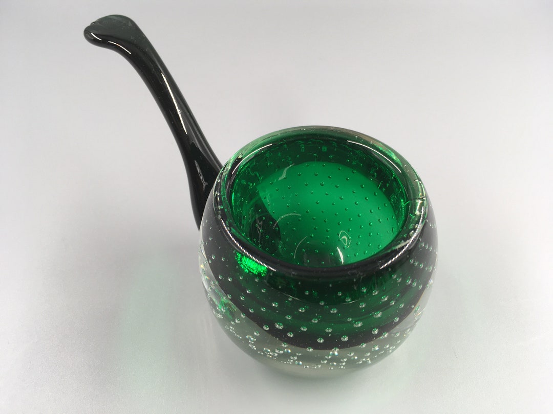 Japanese Best Art Glass Pipe Paperweight Green & Black Etsy