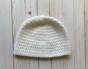 Women's Beanie, Warm Winter Hat, Gifts for Women, White Beanie, Christmas Present, Solid Color Hat, Skull Cap, Crochet Hat, Classic Beanie