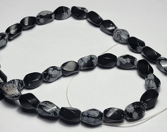 Natural Volcanic Snowflake Obsidian Strand of Beads - 33 grams