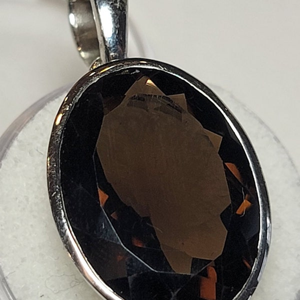 Smokey Quartz Sterling Silver Pendant 25x16x10mm - 8.30 grams - 41.54 ct