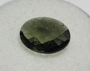 Authentic natural faceted Moldavite 2.06 carats pear shaped about 11x9x5mm