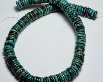 Authentic Natural Nevada Web Turquoise Strand Coin Shape Spacer Beads - 16in - 100g