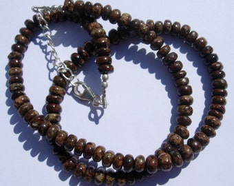Hand Made NWA Meteorite Bead Necklace Sterling Silver Clasp 18" 32.20 grams