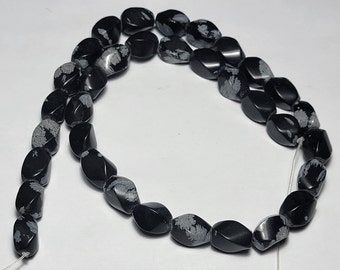 Natural Volcanic Snowflake Obsidian Strand of Beads - 37 grams