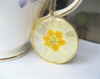 White and Orange REAL Flower Pendant