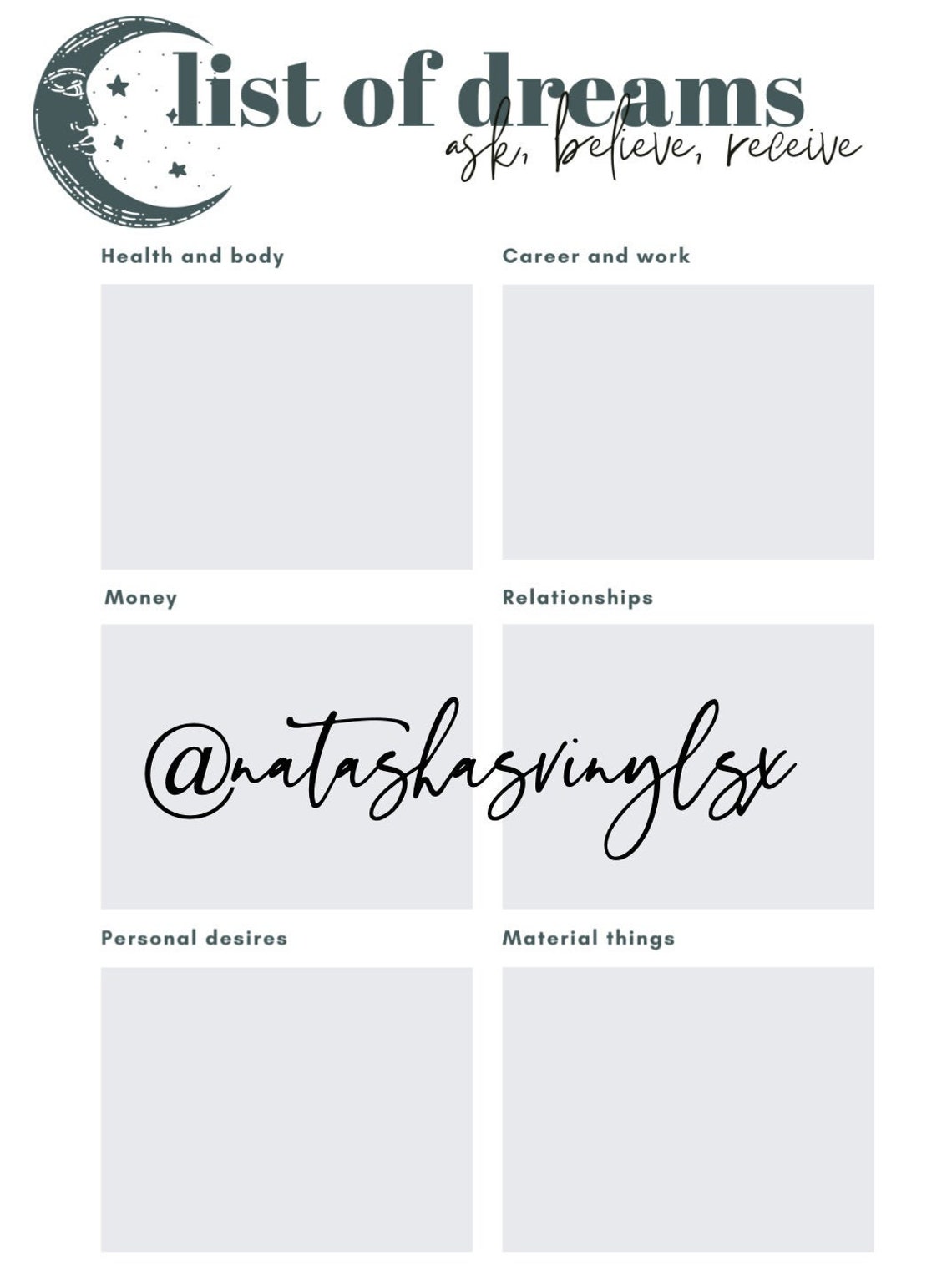 Manifestation List Template Manifestation List Template
