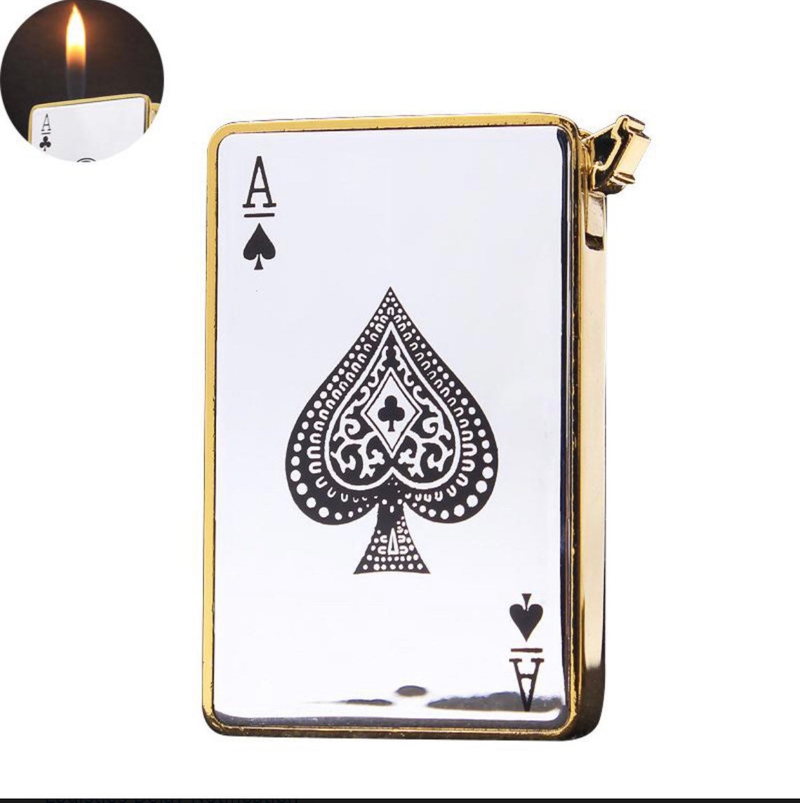Gold refillable butane playing card lighter Etsy