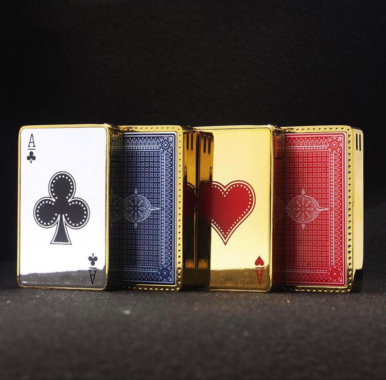 Gold refillable butane playing card lighter Etsy