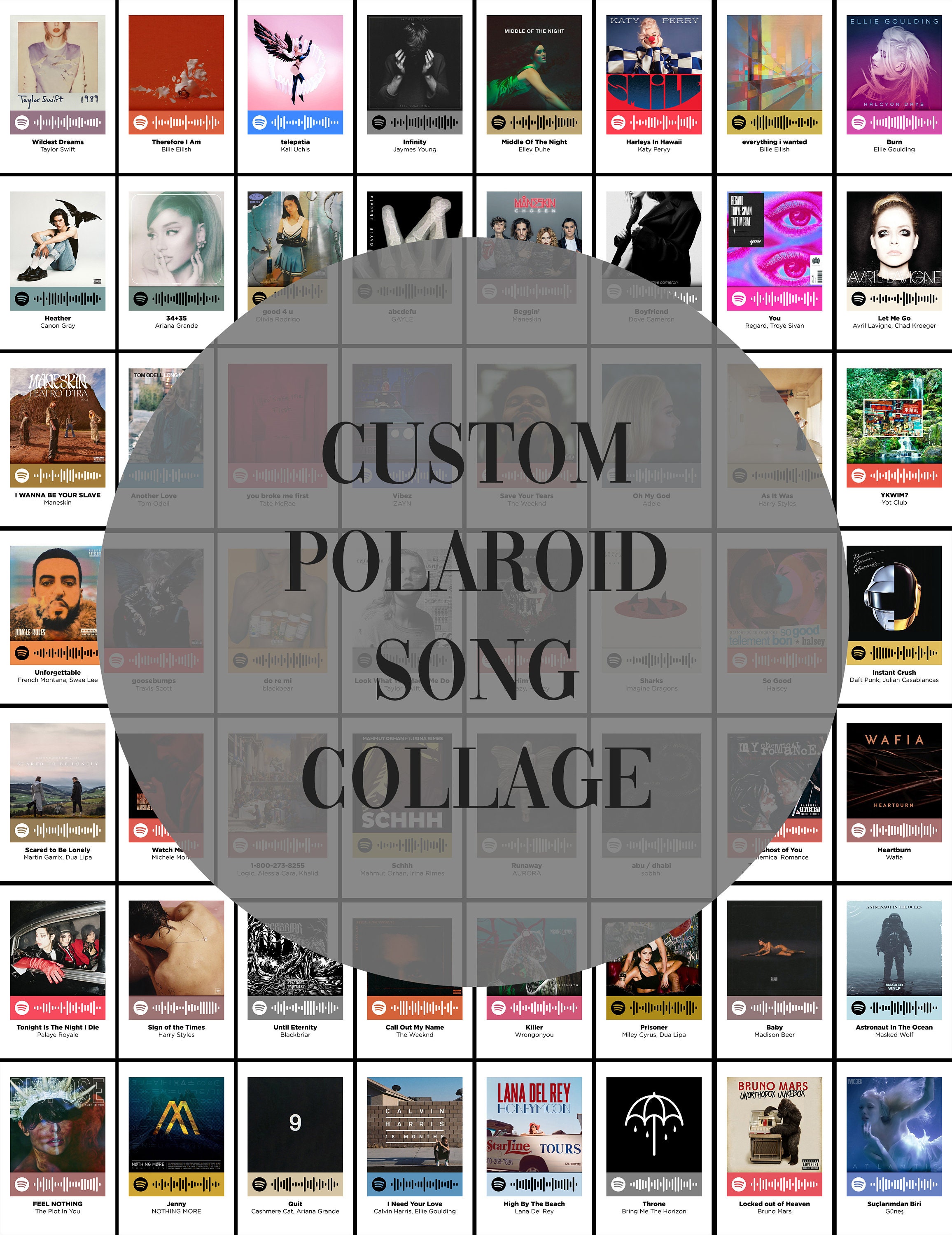 100 PCS CUSTOM Song Polaroid Wall Collage Personalized Song Collage Song  Polaroid Wall Collage Kit digital Download 4x6 Sized - Etsy
