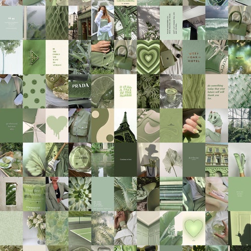 100 PCS Sage Green Wall Collage Kit Boho Aesthetic Photo - Etsy