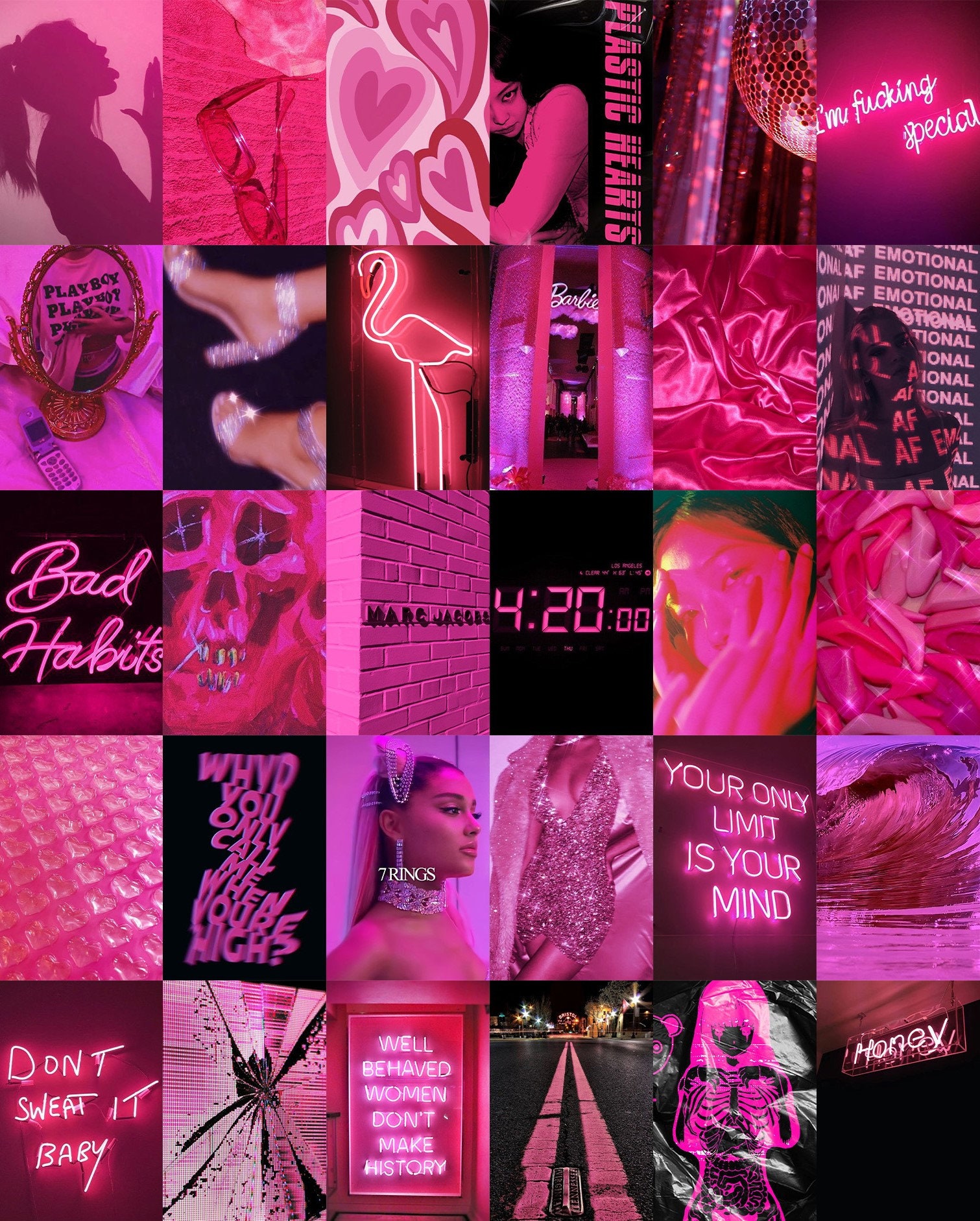 110 PCS Hot Pink Boujee Wall Collage Kit Neon Pink - Etsy