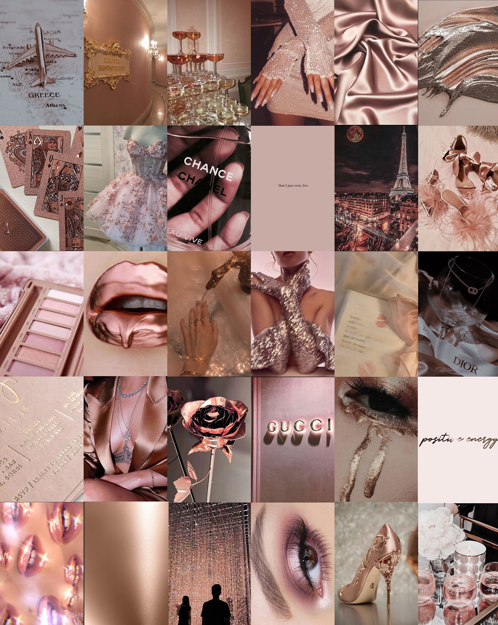 100 PCS Rose Gold Wall Collage Kit Dusty Rose Pink Art Etsy