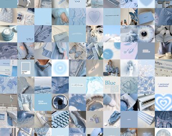 110 Pcs Baby Blue Wall Collage Kit Soft Blue Aesthetic Etsy Israel