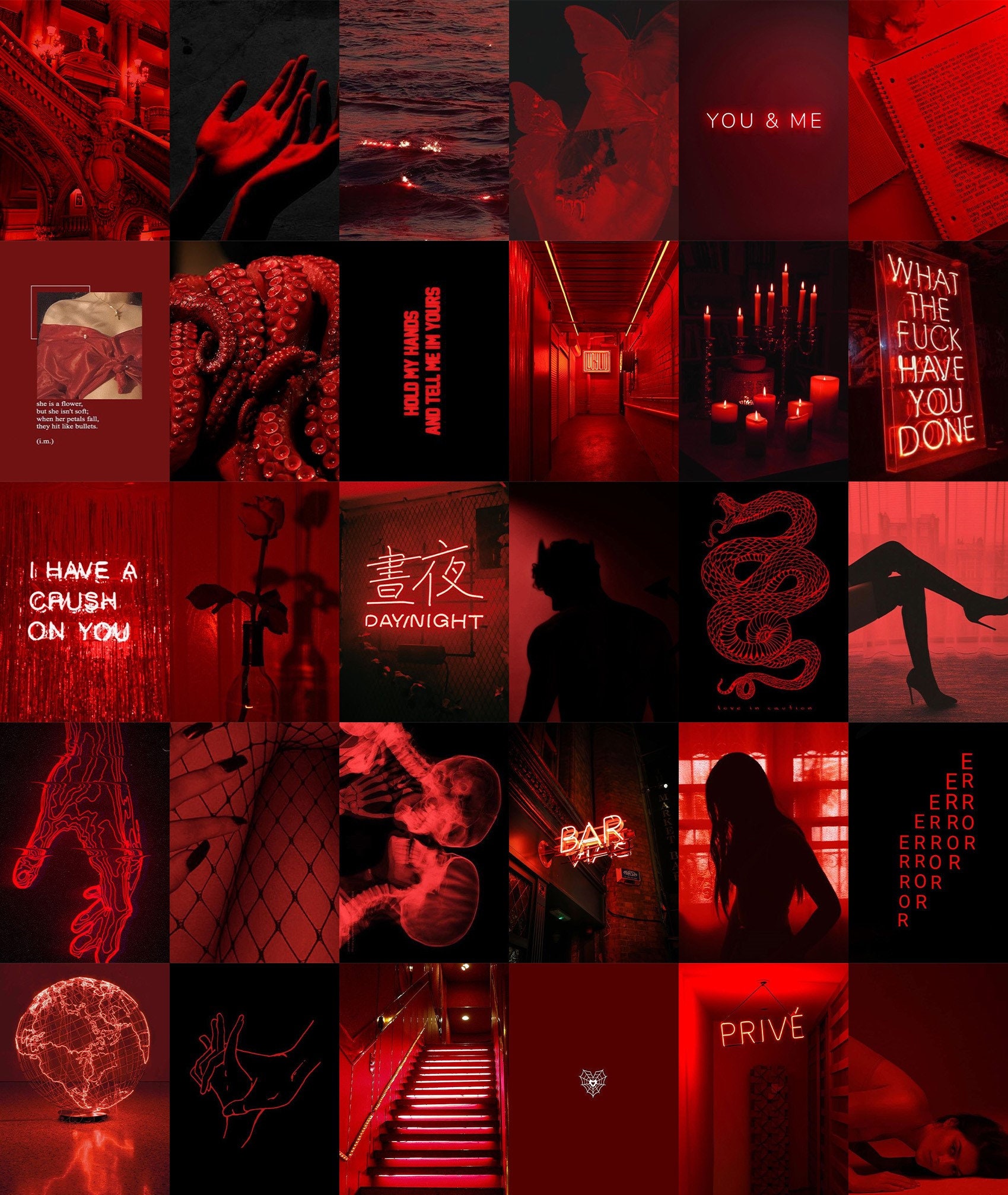 Buy 100 PCS Dark Red Wall Collage Kit Red Aesthetic Photo Online in India -  Etsy