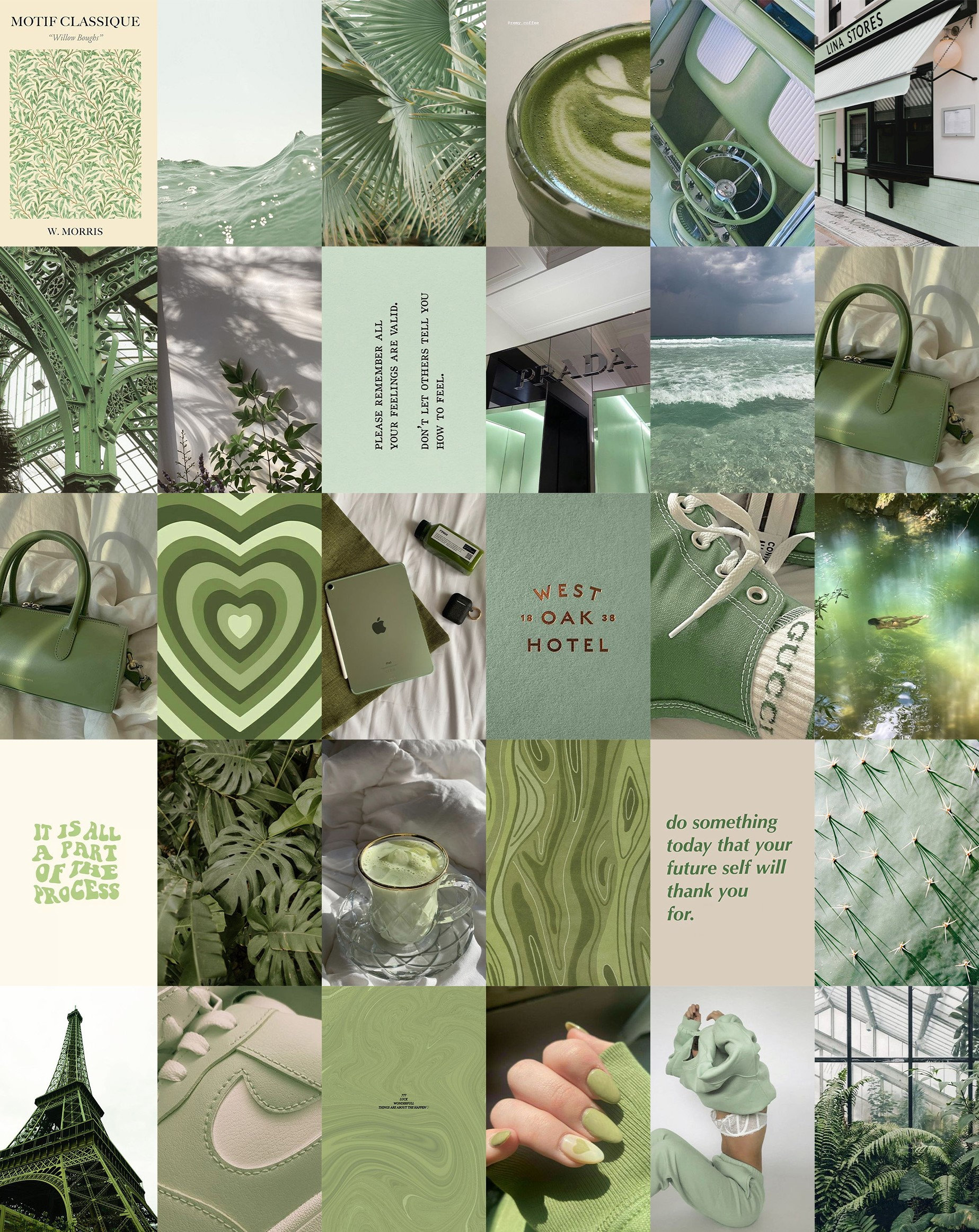 100 PCS Sage Green Wall Collage Kit Boho Aesthetic Photo - Etsy