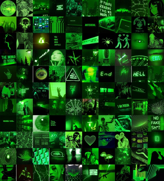 Neon Green Aesthetic Photo Wall Collage Kit 