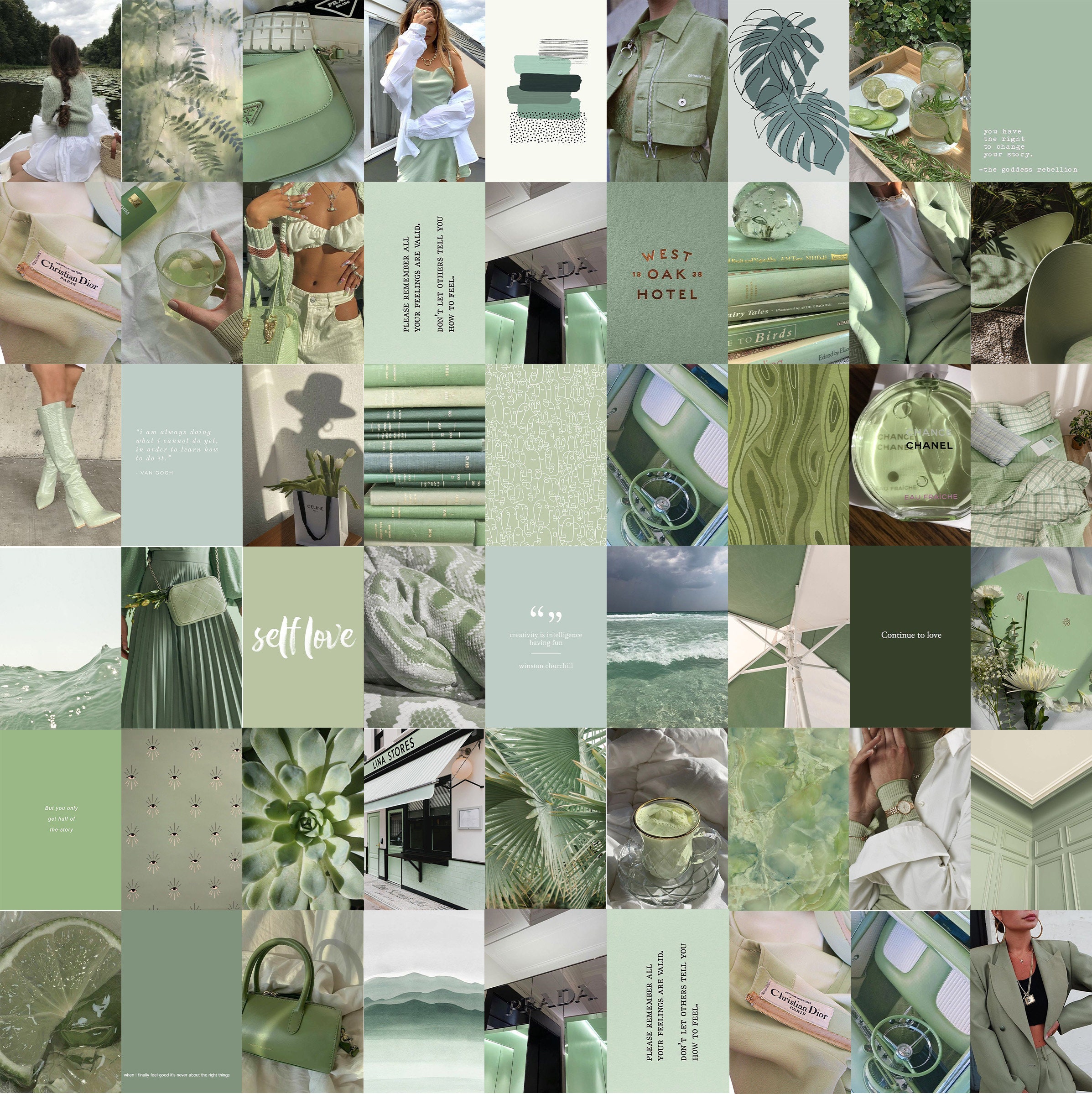 Matcha Sage Green Aesthetic Wall Collage Kit DIGITAL | Etsy