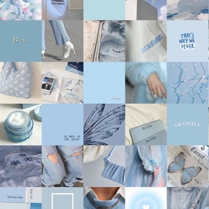 110 PCS Baby Blue Wall Collage Kit Soft Blue Aesthetic Photo Collage ...