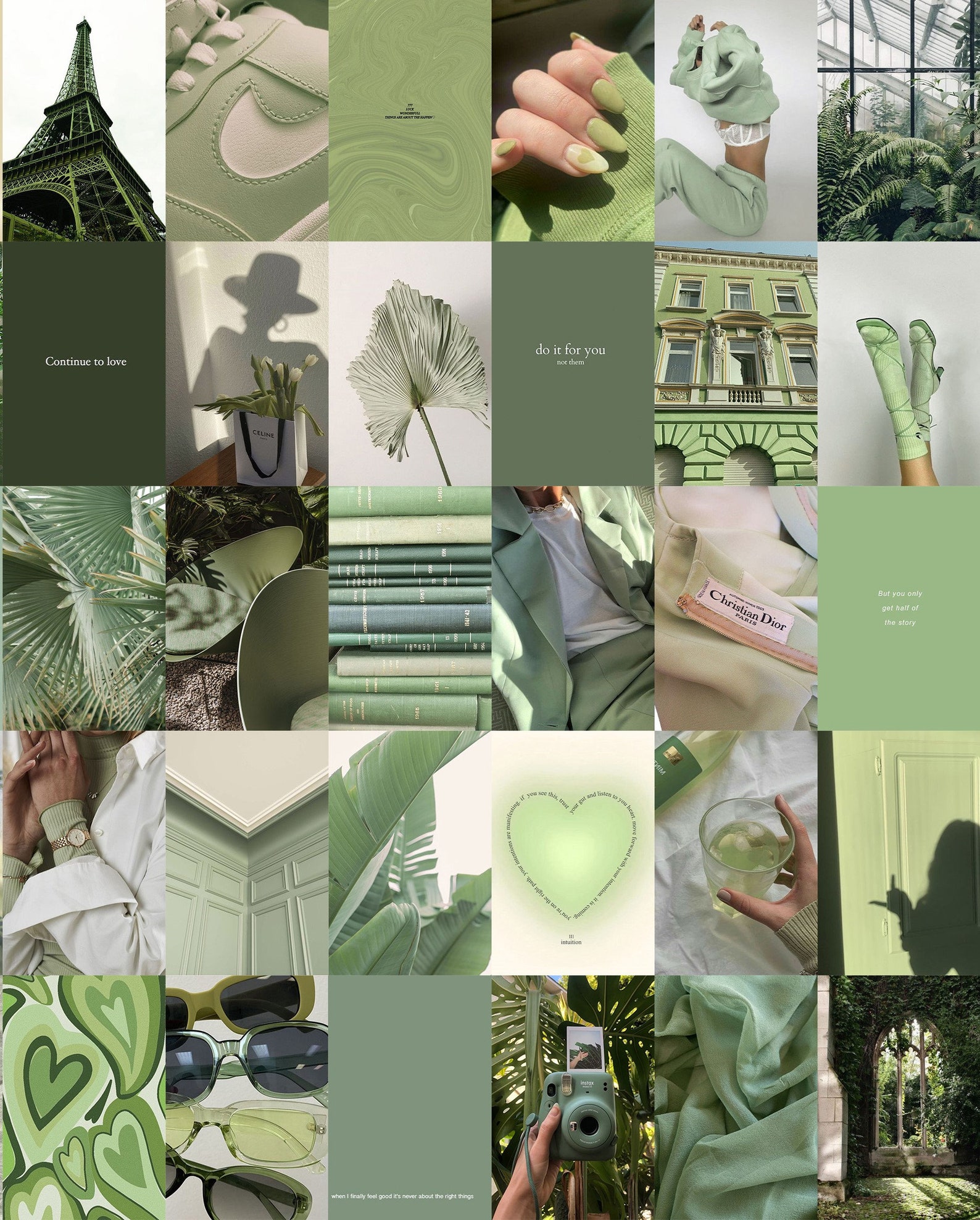 100 PCS Sage Green Wall Collage Kit Boho Aesthetic Photo - Etsy