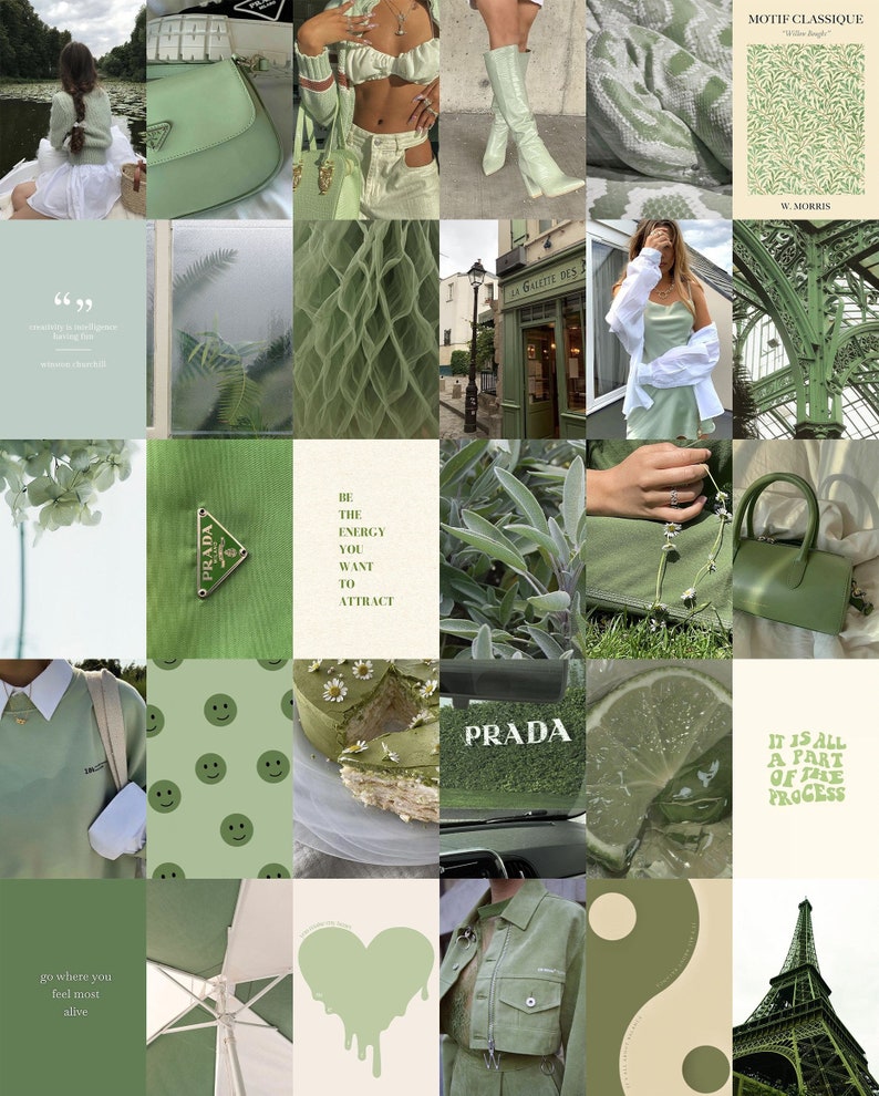 100 PCS Sage Green Wall Collage Kit Boho Aesthetic Photo - Etsy