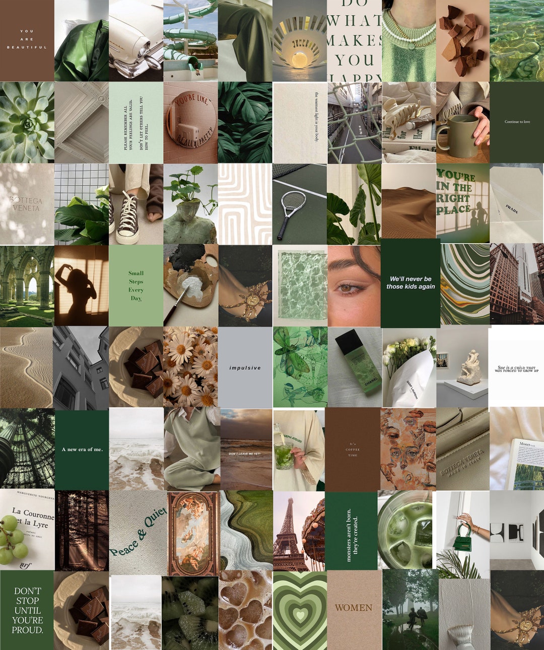 Green Neutral Wall Collage Kit Beige Collage Photos Earth - Etsy