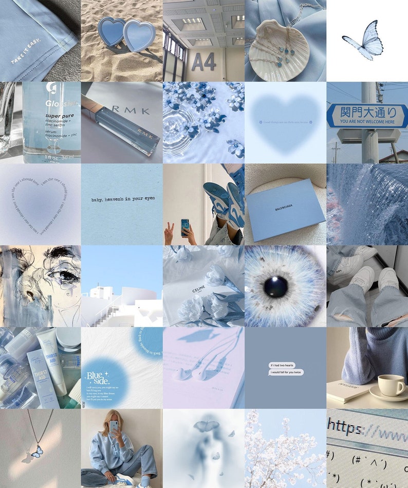 110 PCS Baby Blue Wall Collage Kit Soft Blue Aesthetic - Etsy