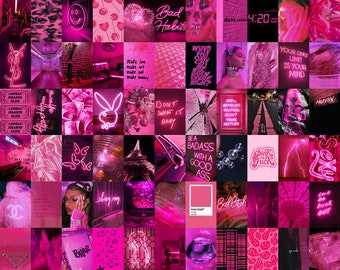 Boujee Pink Aesthetic Wall Collage Kit digital Download 60pcs - Etsy
