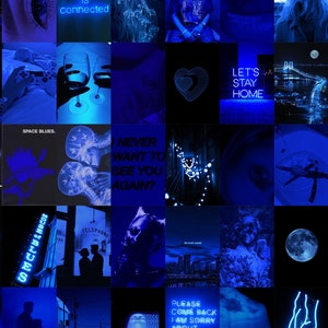 110 PCS Neon Blue Wall Collage Kit Dark Blue Photo Collage - Etsy