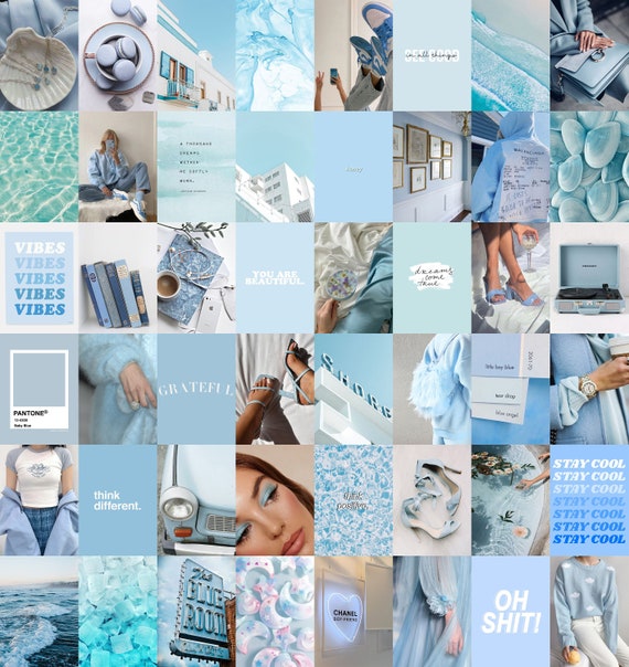 BABY BLUE Aesthetic Wall Collage Kit Tumblr Decor digital | Etsy