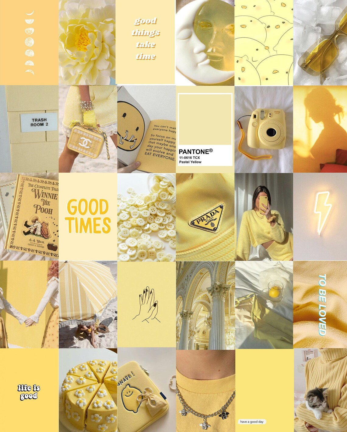 100 PCS Pastel Yellow Aesthetic Wall Collage Kit Yellow - Etsy