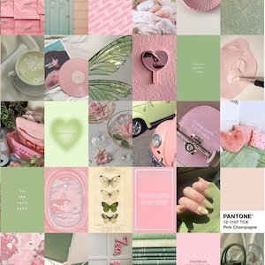 108 PCS Sage Pink Wall Collage Kit Matcha Pink Aesthetic Photo Collage ...