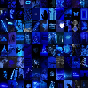 110 PCS Neon Blue Wall Collage Kit Dark Blue Photo Collage - Etsy