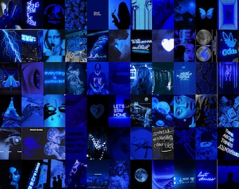 110 PCS Blue Wall Collage Kit Neon Blue Aesthetic Photo - Etsy