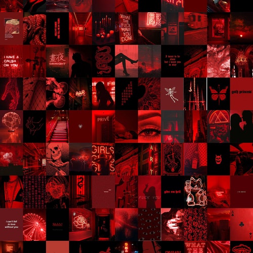 100 PCS Dark Red Wall Collage Kit Red Aesthetic Photo - Etsy