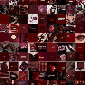 100 PCS Dark Red Wall Collage Kit Red Aesthetic Photo  Etsy