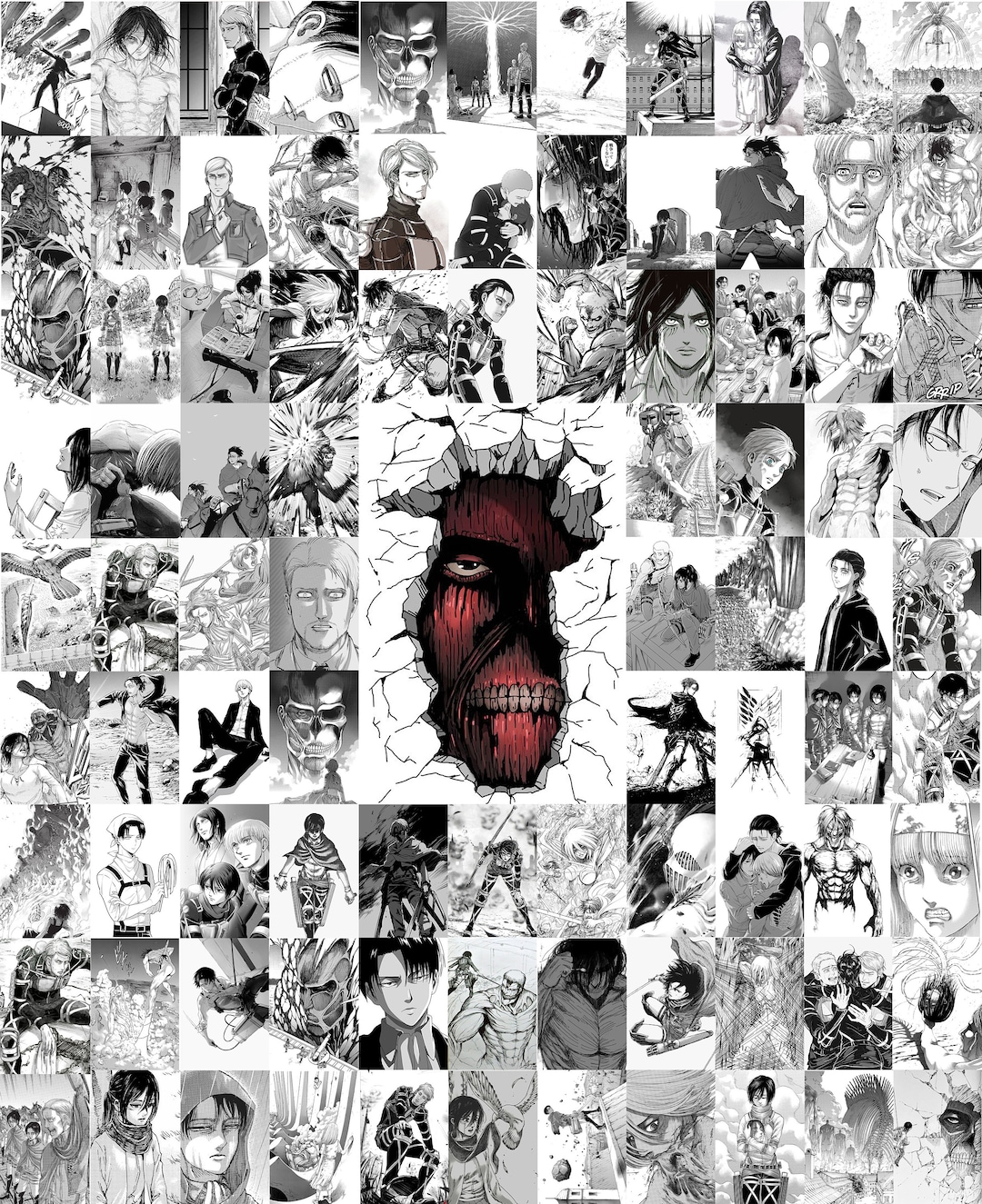 93 PCS Attack on Titan Wall Collage Attack on Titan Manga Collage ...
