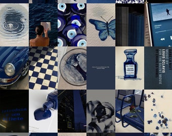 100 PCS Navy Blue Wall Collage Kit Blue Photo Collage Prints 