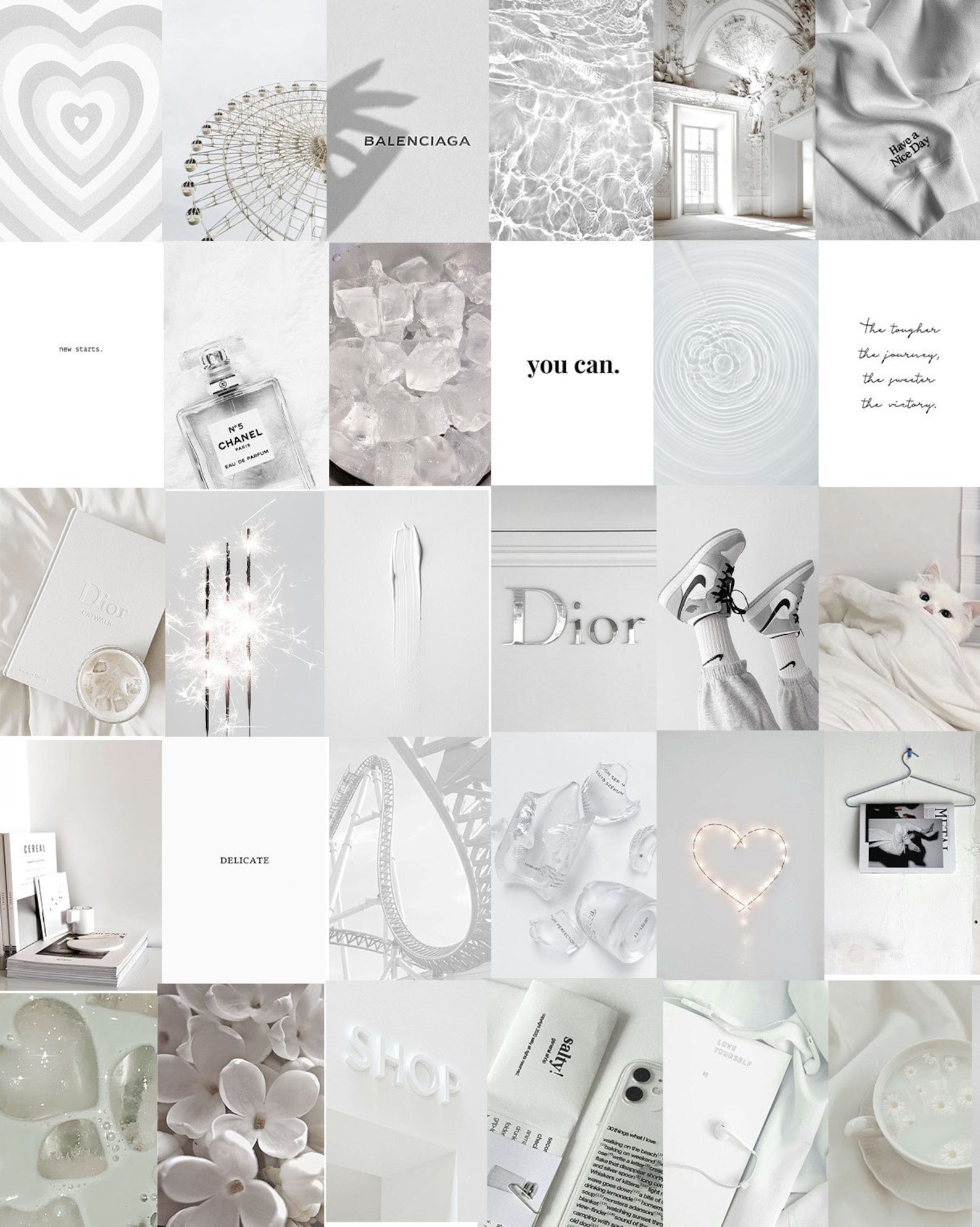 100 PCS White Wall Collage Kit White Clean Aesthetic Photo Etsy Canada