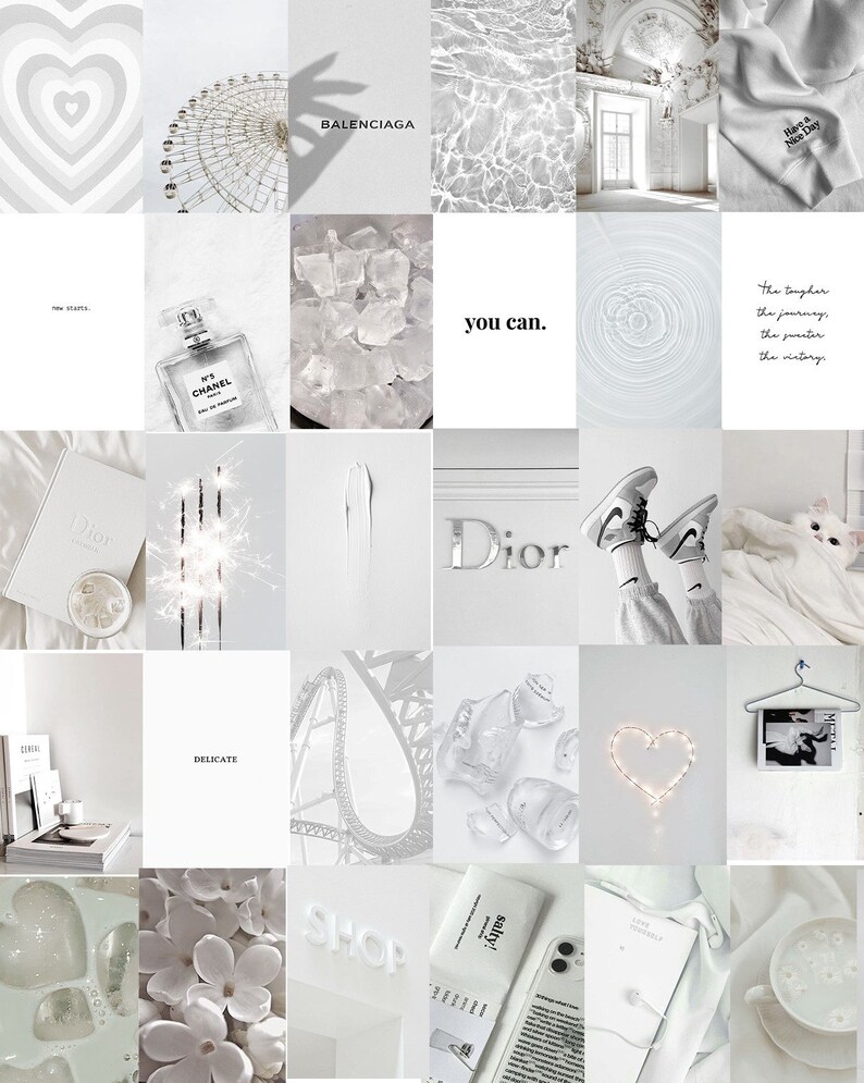 100 PCS White Wall Collage Kit White Clean Aesthetic Photo Etsy Canada