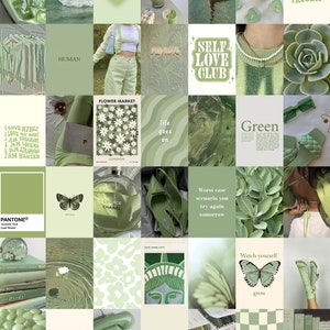 100 PCS Sage Green Wall Collage Kit Sage Aesthetic Soft - Etsy