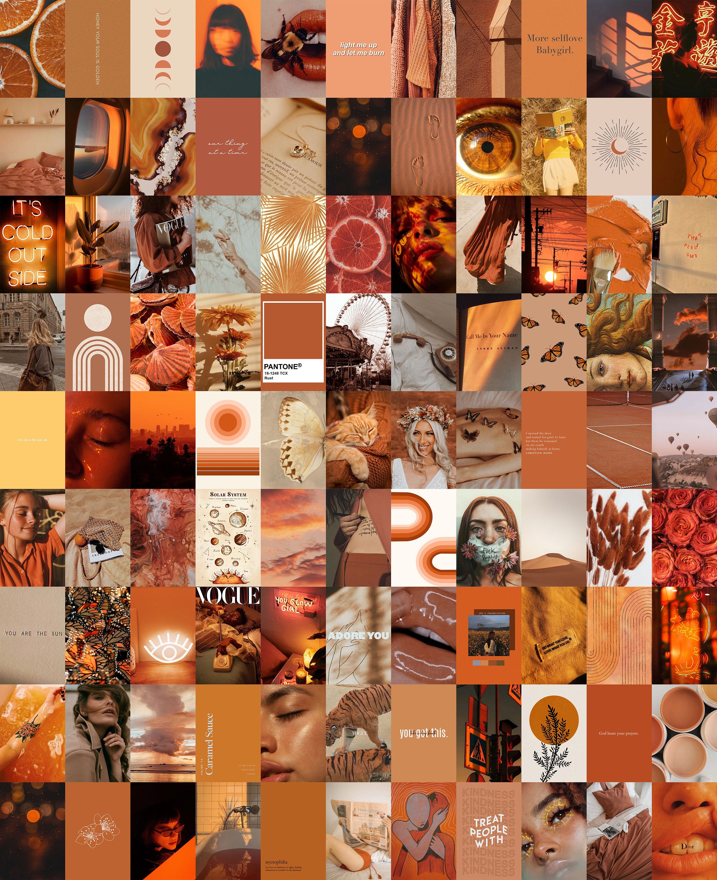 Rust Aesthetic Wall Collage Kit Boho Burnt Orange DIGITAL Etsy