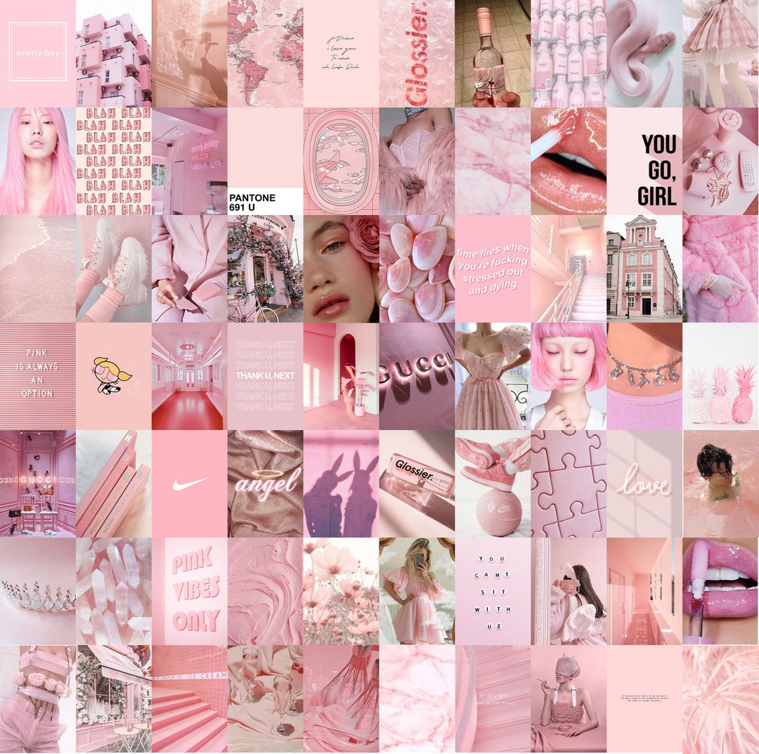 80 PCS Pink Preppy Wall Collage Kit Pastel Pink Poster - Etsy