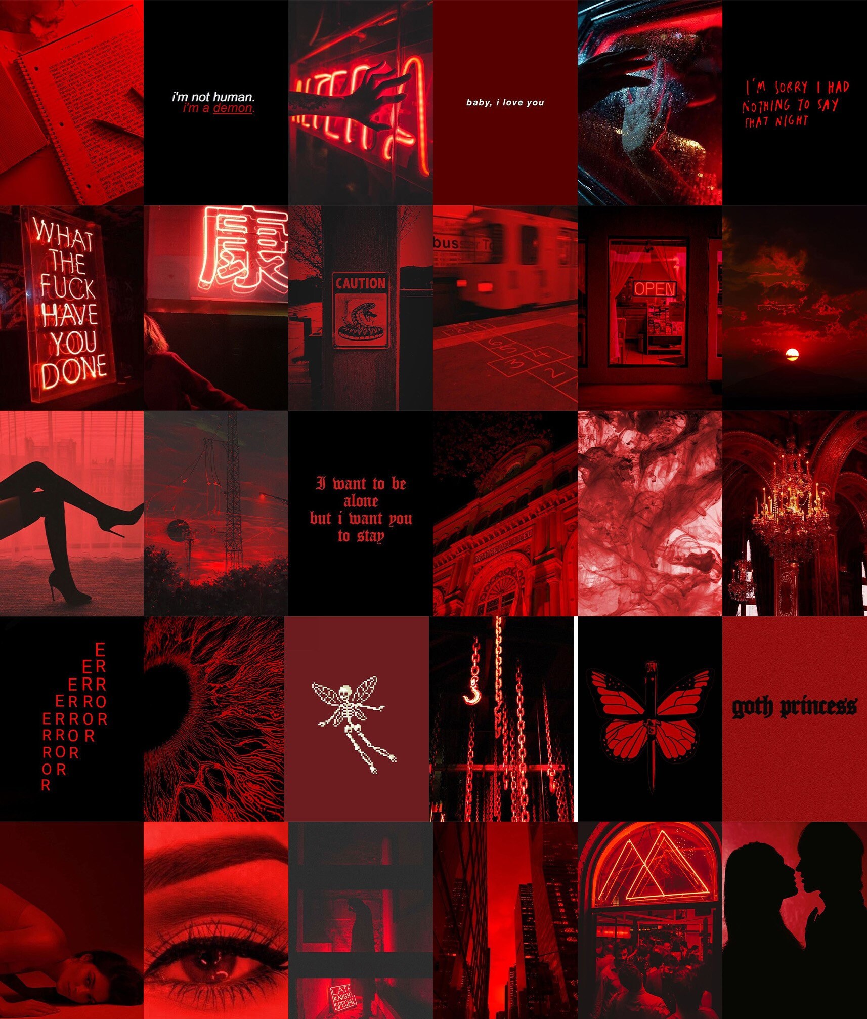 100 Pcs Dark Red Wall Collage Kit Red Aesthetic Photo Etsy Uk