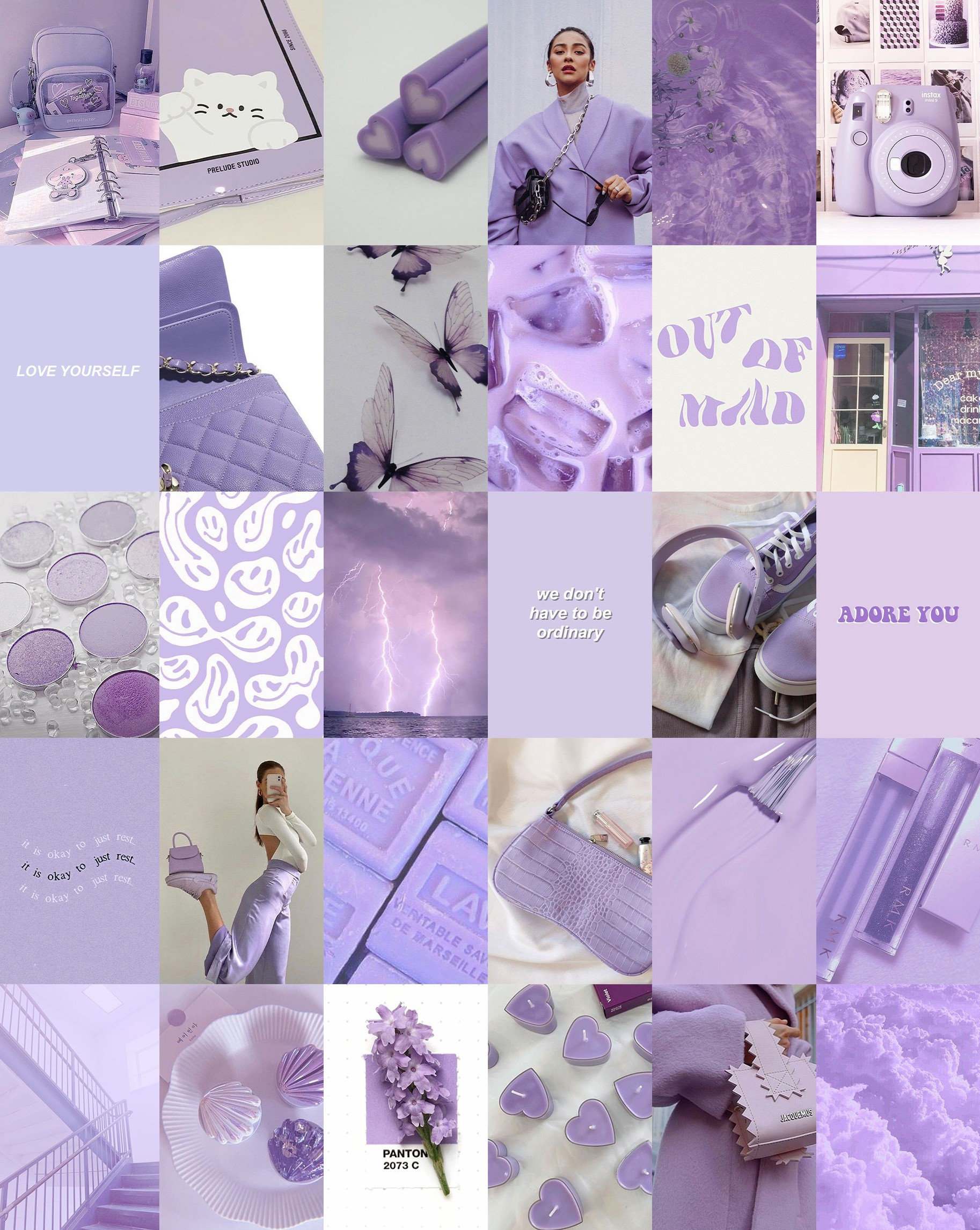 100 PCS Purple Aesthetic Wall Collage Kit Pastel Purple - Etsy
