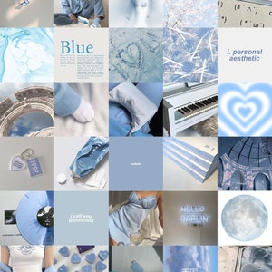 110 PCS Baby Blue Wall Collage Kit Soft Blue Aesthetic Photo Collage ...